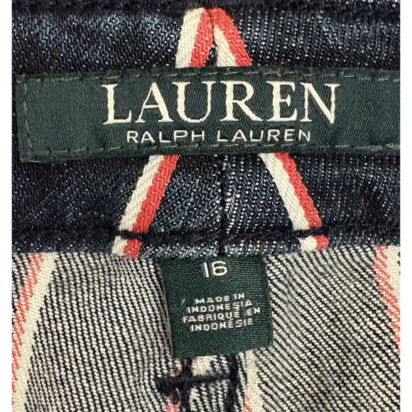 Lauren Ralph Lauren Women’s Red And White Pinstriped Jeans Size 16 Straight Leg - Picture 3 of 6